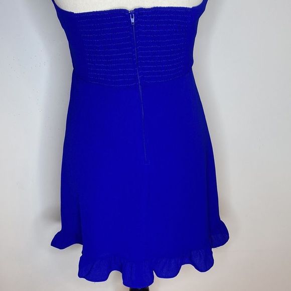 B Darlin Dress Blue Halter Ruffled Mini Dress - Picture 4 of 12